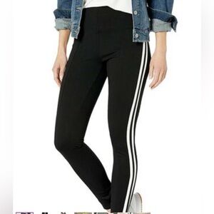 Lysse Racer Leggings Womens Size XL Black with White Stripe Athleisure Casual